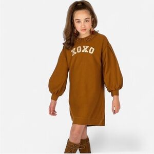 Mia Joy Joyfolie Long Sleeve Dress with Lace Collar and sequin XOXO Size 12